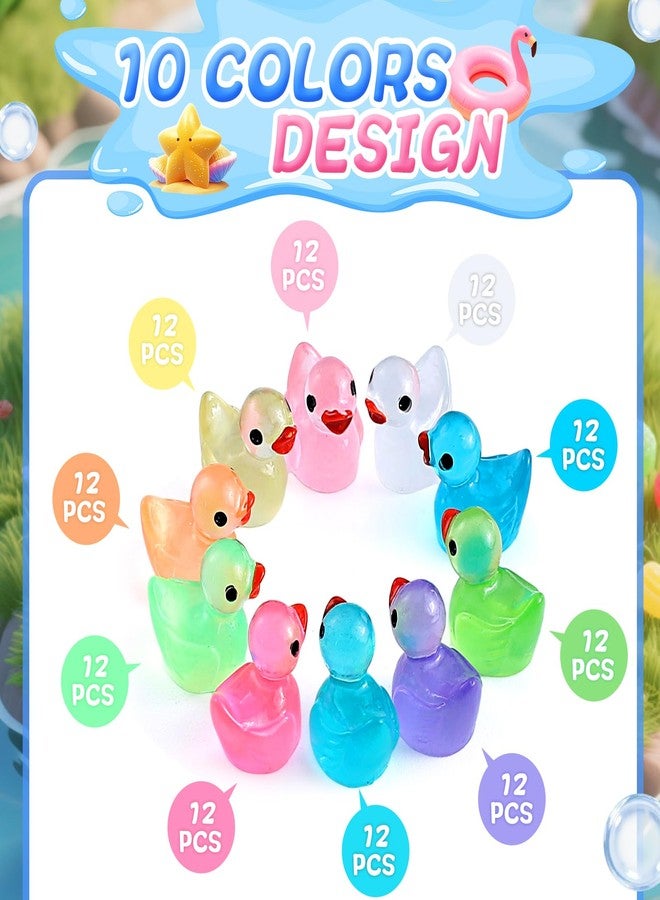 EKisemio 120pcs Luminous Mini Ducks, 10 Colors Tiny Ducks to Hide Resin Ducks Glow in The Dark for Miniature Fairy Garden Accessories Micro Landscape Aquarium Ornaments Kit Dollhouse Decor Crafts - Image 3